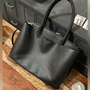 A New Day | Elegant Black Leather Tote Bag